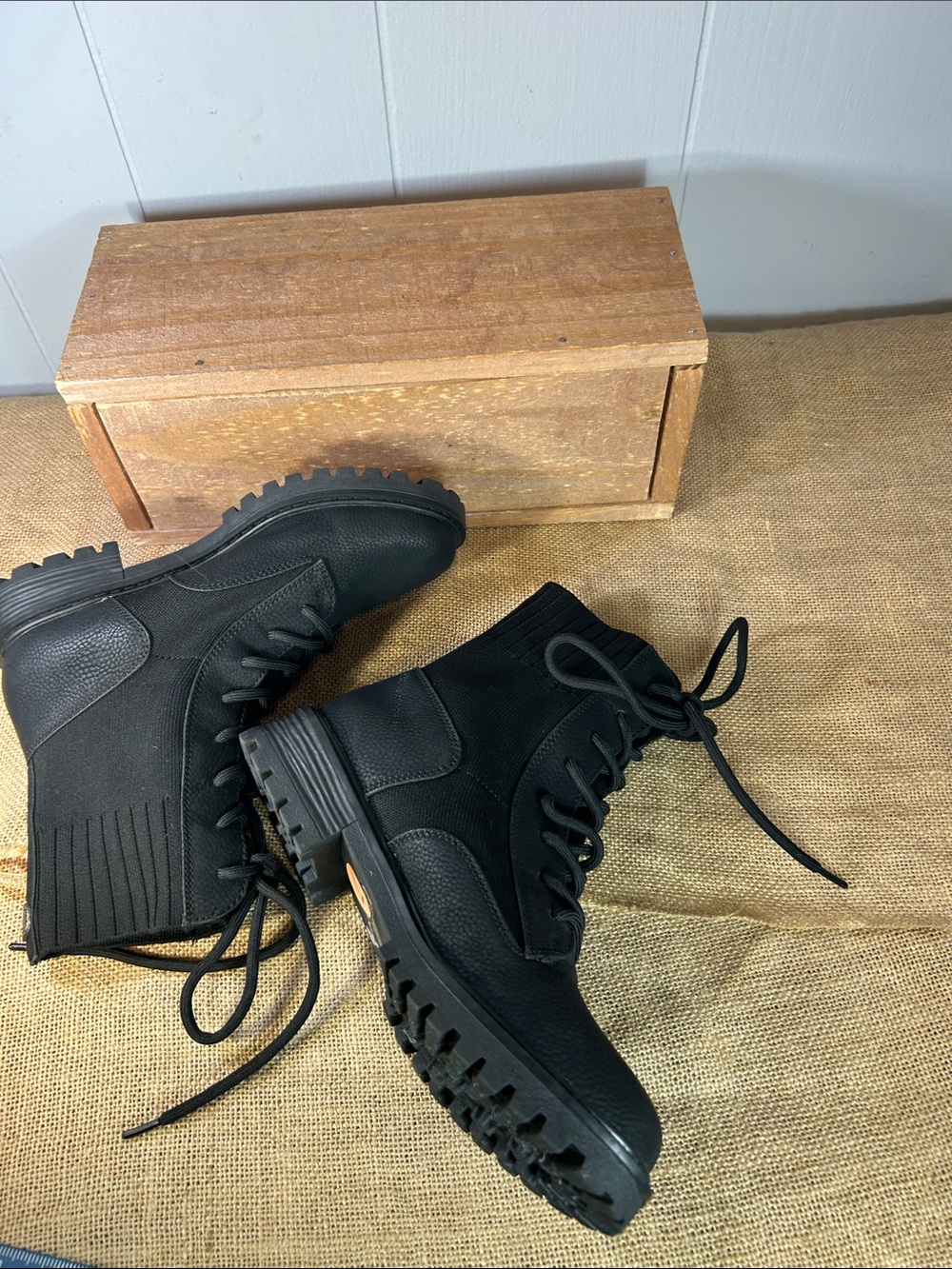 Blowfish Black Lace-Up Buckle Combat Boots - Picture 5 of 10